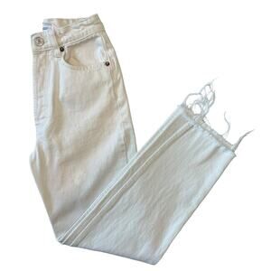 Zara High Waisted White Straight Leg Ankle Jeans Size 0